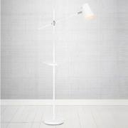 Linear gulvlampe med USB-ladestation, hvid