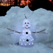 Lille LED-figur Crystal Snowman til udendørs brug