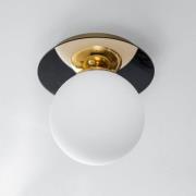 Plato loftslampe, guldfarvet, metal, opalglas, Ø 25 cm