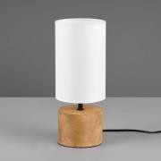 Woody bordlampe, træ/tekstil, cylinder, hvid