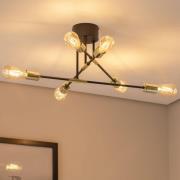 Loftlampe Ilia, sort/guld, 6 lyskilder