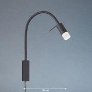Seng LED-væglampe, fleksibel arm, med diffusor