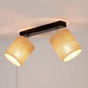 Loftlampe i jute med tekstilskærme, 2 lyskilder