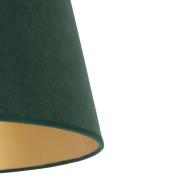 Cone lampeskærm, højde 18 cm, mørkegrøn/guld