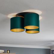 Loftlampe Soho, cylindrisk rund 3fl grøn/guld