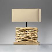 Bordlampe Marica, stofskærm og træ, højde 50 cm