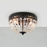 Etienne loftlampe, glaskrystaller, Ø 25 cm, sort