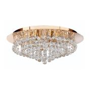 Hanna loftslampe, guld, krystalkugler, Ø 55 cm