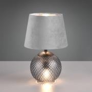 Jonna bordlampe med glasfod/fløjlsskærm, grå