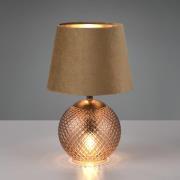 Jonna bordlampe med glasfod/fløjlsskærm, brun