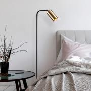 Gulvlampe Emek 4081, sort, skærm i antik guld