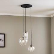 Hængelampe Kaja med 3 lyskilder, klare glasskærme