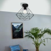 Tarbes bur-loftlampe, 1 lyskilde, Ø 32,5cm sort