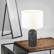 EGLO Vinoza bordlampe, sort fod, hvid skærm