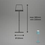 LED-bordlampe Kiki med batteri 3.000K, dueblå