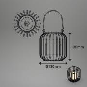 LED-batteri-bordlampe 7279 IP44 metalkurv sort