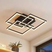 Lindby Qiana LED-loftlampe CCT, kantet, sort