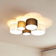 Lindby loftlampe Lettie, grå/sort/hvid, 5 lyskilder, E27