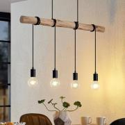 Lindby hængelampe Ferris, 4 lyskilder, 90 cm, træ, E27