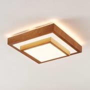 Lindby LED-loftlampe Mendosa, kantet, lyst træ, 32 cm