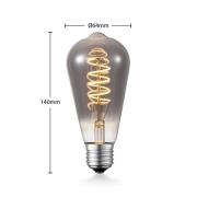 Lucande LED-pære E27 ST64 4W smoke 1.800 K dæmpbar