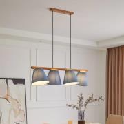 Lucande hængelampe Jinda, blå, træ, stof, 120 cm, E27