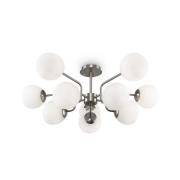 Maytoni loftlampe Erich, nikkelfarvet, glas/metal 10 lyskilder.