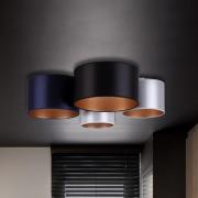 Loftlampe Satin, 4 lyskilder, blå/sort/sølv/hvid