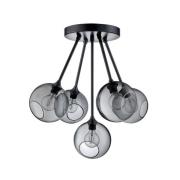Loftlampe Ballroom Molecule, røggrå, glas, 5 lyskilder