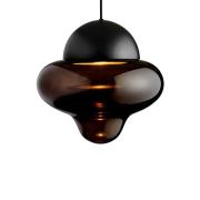 LED-hængelampe Nutty XL, brun/sort, Ø 30 cm, glas