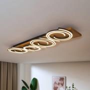 LED-loftlampe Rifia, brun, 115 cm, 4 lyskilder, træ, dæmpbar