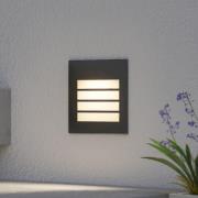 Arcchio LED-vægindbygningslampe Zamo, lamel, sort, IP65