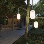 Newgarden Bita udendørs LED-hængelampe, hvid/brun