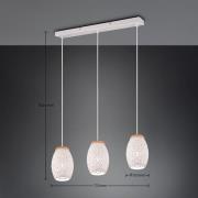 Hængelampe Bidar, længde 71 cm, hvid mat, 3-lys, metal