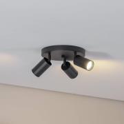 Loftspot Sado sort stål justerbar 3 lyskilder rund