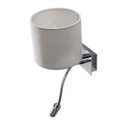 Væglampe Bilo, hvid/krom, tekstil, 2 lyskilder, læselampe