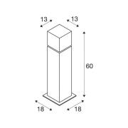 SLV Square Pole sokkellampe, højde 60 cm, grå, rustfrit stål