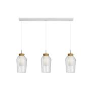 Nora hængelampe, hvid, transparent, 3 lyskilder, glas