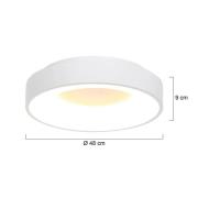 Ringlede LED-loftlampe, 2.700 K, Ø 48 cm, hvid, metal