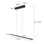 LED hængelampe Bande, op/ned, sort, 120 cm, CCT, dæmper