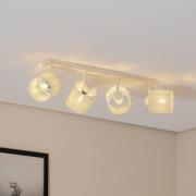 Suerte loftlampe, cremehvid, hørtekstil, 4 lyskilder