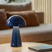 Lindby LED genopladelig bordlampe Nevijo, blå, Ø20cm, USB, dæmper