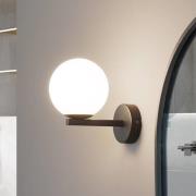 Lucande væglampe Bidolo, sort, glas, Ø 12 cm, IP44