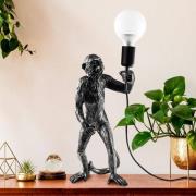 Bordlampe Singe, sort, polyester, højde 46 cm, abefigur