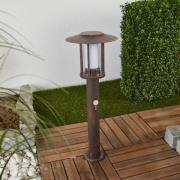 Lindby LED-sokkellampe Pavlos, 55 cm, rustfarvet, sensor