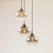 Lucande Jarven hængelampe, 3 lyskilder, sort, glas