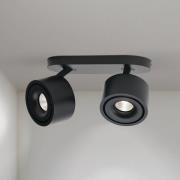 Spectre LED loftspot, sort, længde 19,4 cm, aluminium