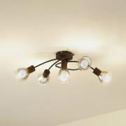 Lindby Pendura loftlampe, 5 lyskilder, sort, glas