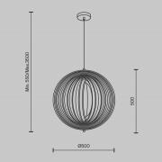 Maytoni Roots hængelampe, sfærisk form, Ø 50 cm, træ/sort
