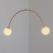 Pendellampe Una 2, metal, glas, 2 lyskilder, koralrød